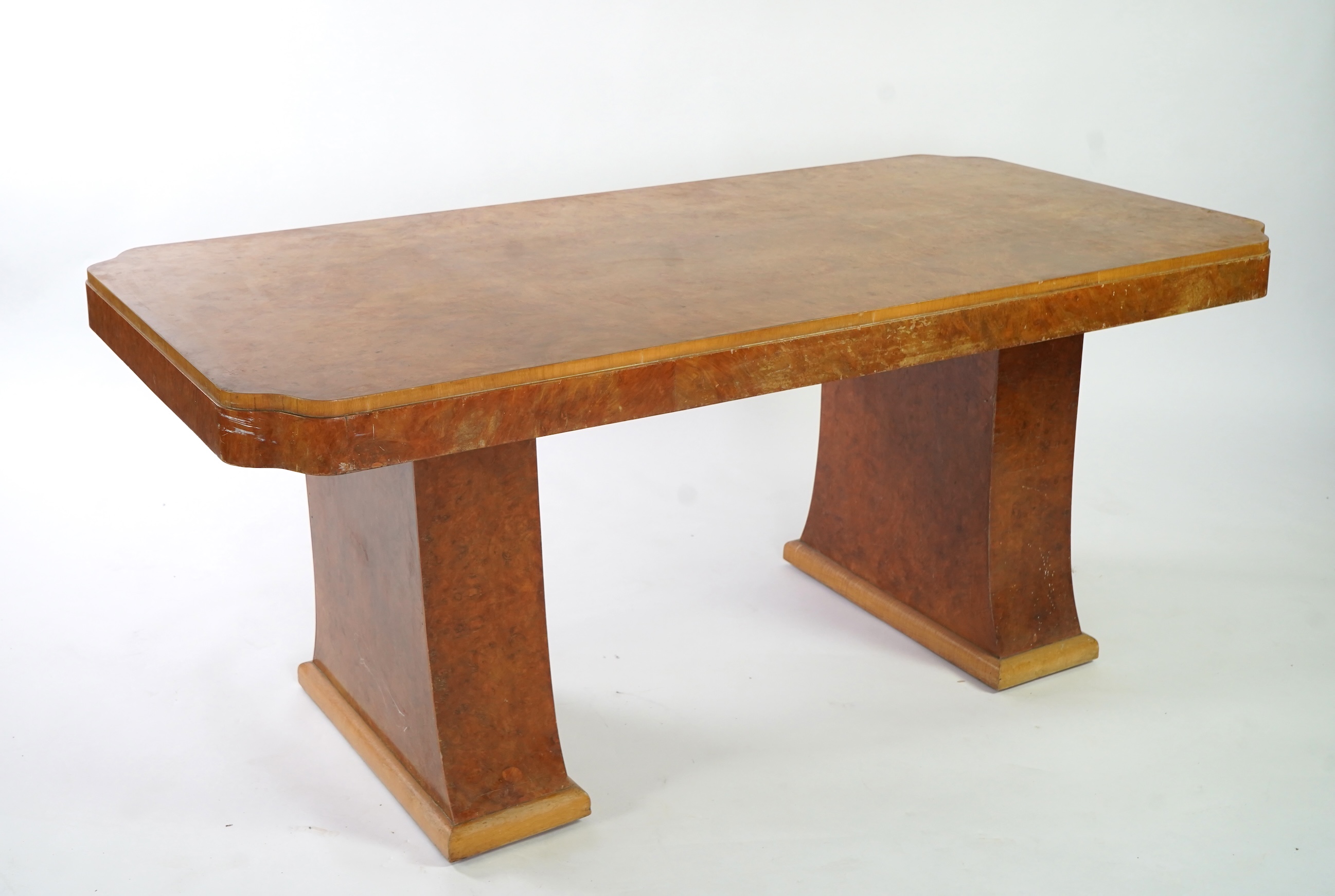 Attributed to Harry and Lou Epstein: An Art Deco burr walnut dining suite